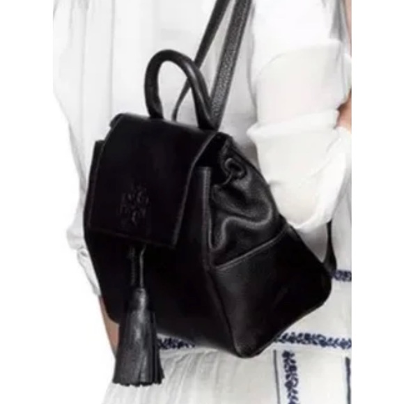 NWOT Tory Burch Thea Black Pebbled Leather Mini Backpack Bag - Picture 13 of 13
